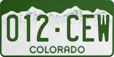 CO license plate 012CEW