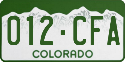 CO license plate 012CFA