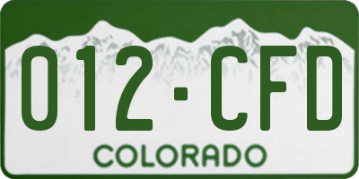 CO license plate 012CFD