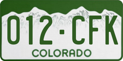 CO license plate 012CFK