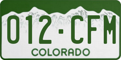 CO license plate 012CFM