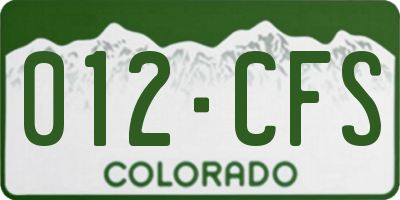 CO license plate 012CFS