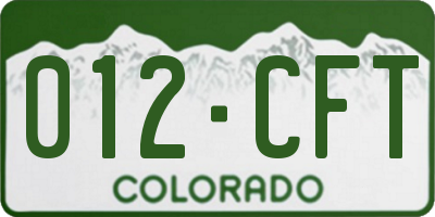 CO license plate 012CFT