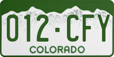 CO license plate 012CFY