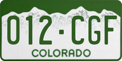 CO license plate 012CGF