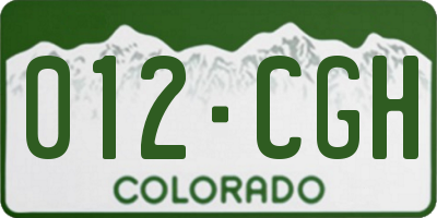 CO license plate 012CGH