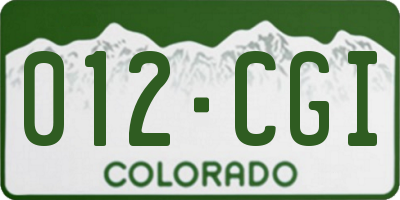 CO license plate 012CGI
