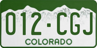 CO license plate 012CGJ