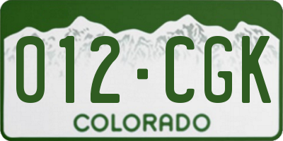 CO license plate 012CGK