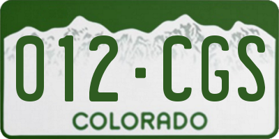 CO license plate 012CGS