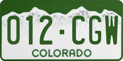 CO license plate 012CGW