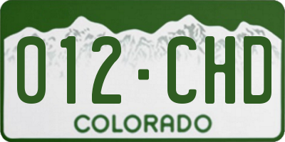 CO license plate 012CHD