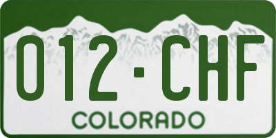 CO license plate 012CHF