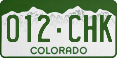 CO license plate 012CHK