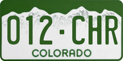 CO license plate 012CHR
