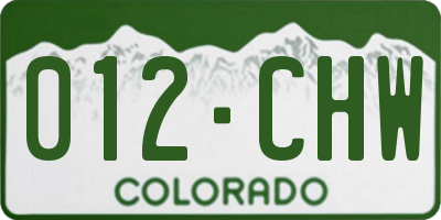 CO license plate 012CHW