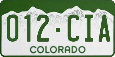 CO license plate 012CIA
