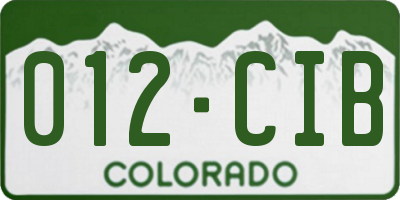 CO license plate 012CIB