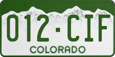 CO license plate 012CIF
