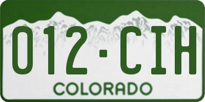 CO license plate 012CIH