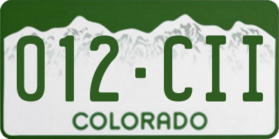 CO license plate 012CII