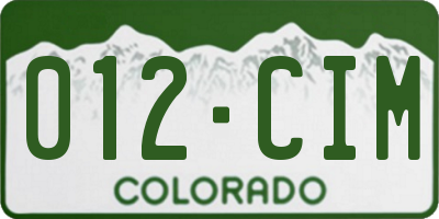 CO license plate 012CIM