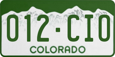 CO license plate 012CIO