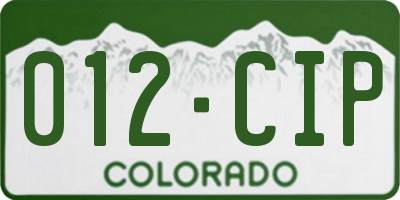 CO license plate 012CIP