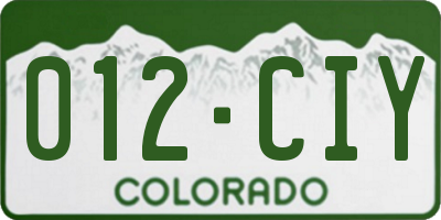 CO license plate 012CIY