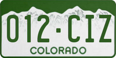 CO license plate 012CIZ