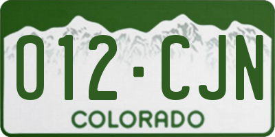 CO license plate 012CJN