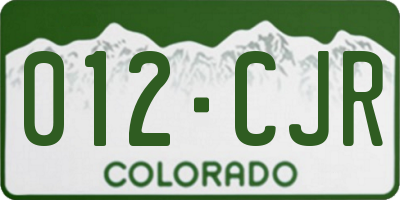 CO license plate 012CJR