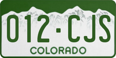 CO license plate 012CJS