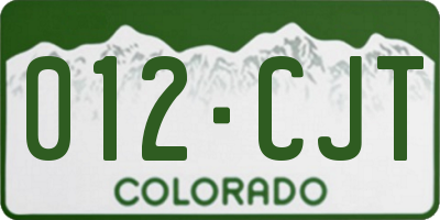 CO license plate 012CJT