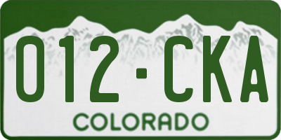 CO license plate 012CKA