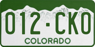 CO license plate 012CKO