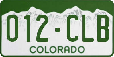 CO license plate 012CLB