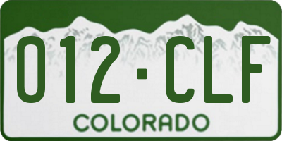 CO license plate 012CLF