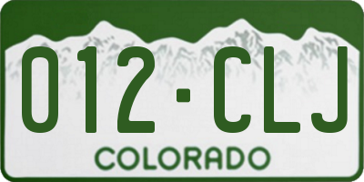 CO license plate 012CLJ