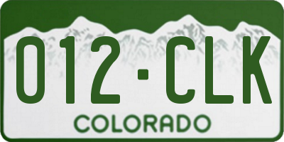 CO license plate 012CLK