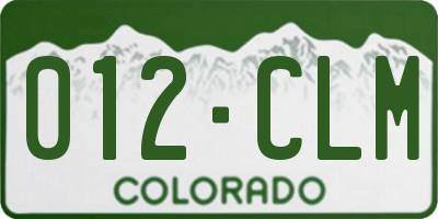 CO license plate 012CLM