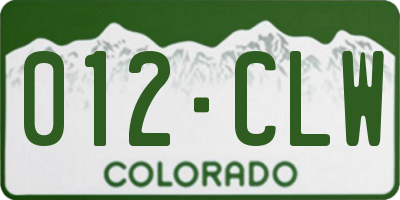 CO license plate 012CLW