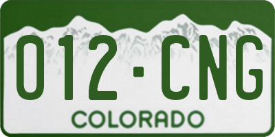 CO license plate 012CNG