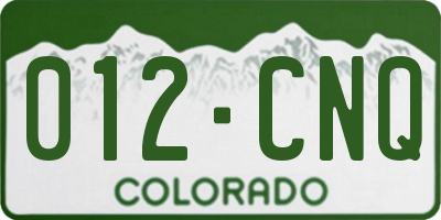 CO license plate 012CNQ
