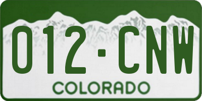 CO license plate 012CNW