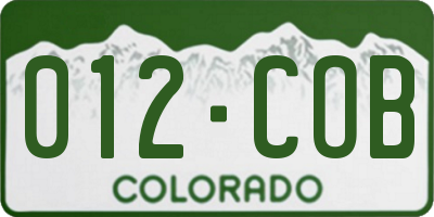 CO license plate 012COB