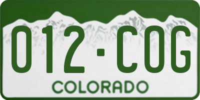 CO license plate 012COG