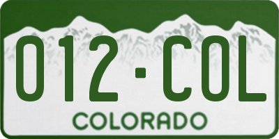 CO license plate 012COL