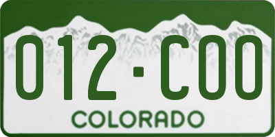 CO license plate 012COO
