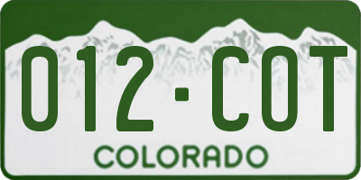 CO license plate 012COT